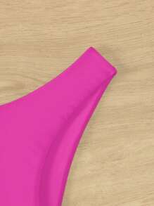 SHEIN Swim 女士夏季沙灘簡約純色比基尼下身 - 粉色 - 查看 4