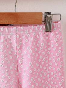 夏季年輕女孩可愛針織提花不對稱拼接兩件式七分褲套裝