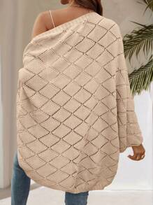 SHEIN LUNE 休閒款女式開衫 - 杏色 - 查看 2