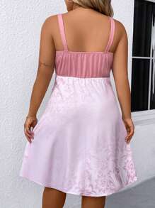 SHEIN Clasi 大尺寸女性時尚蝴蝶印花細肩帶連身裙 - 粉色 - 查看 2