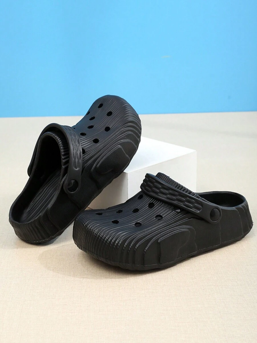 女士夏季eva拖鞋孔洞圖案沙灘鞋增高情侶戶外休閒鞋帆船派對泳裝男鞋 - 黑色 - 查看 1