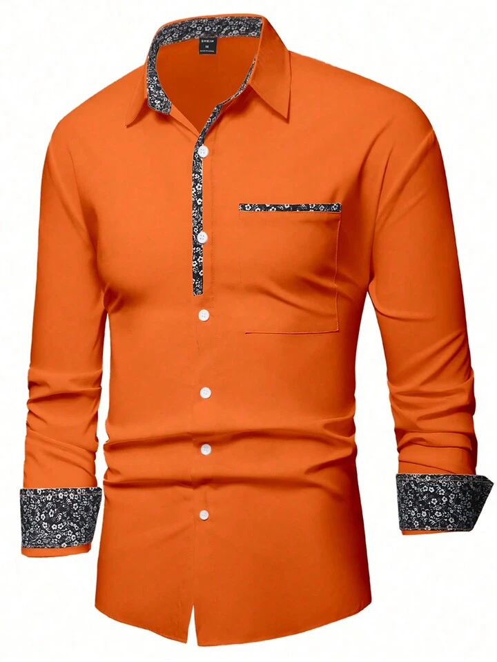 orange colour printed shirt