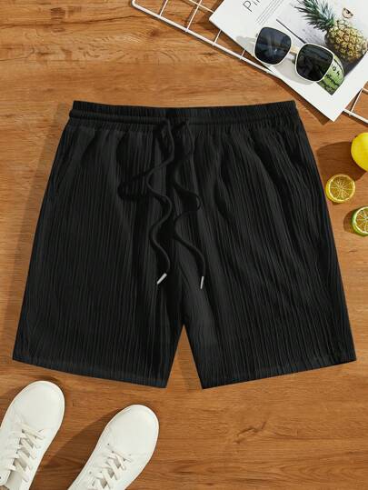 SWAVVY 男士抽绳腰纯色梭织休闲短裤