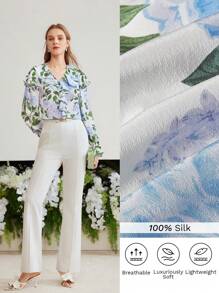 MOTF PREMIUM SILK LIGHTWEIGHT RUFFLE TRIM BLOUSE - Multicolor - View 2