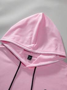 Manfinity Homme Men's Pink Teddy Bear Hoodie - Pink - View 5