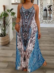 EMERY ROSE Đầm Maxi In Hình Rắn Size Lớn Mùa Hè Boho - Nhiều màu - Xem 4