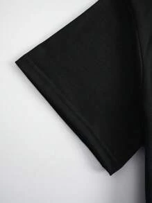 INAWLY Lá thư Và Tim In Ngắn tay Áo thun - màu đen - Xem 4