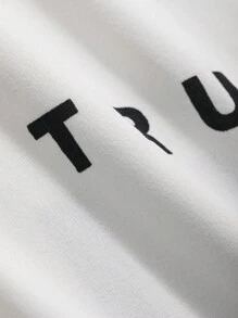 Áo thun nữ cổ tròn trễ vai in chữ, quần áo mùa thu tay dài cho nữ - trắng - Xem 4