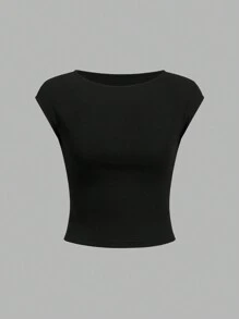 SHEIN EZwear 女士圓領蝙蝠短袖t恤 - 彩色 - 查看 3