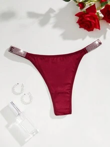 Snug Zone Rhinestone Studded Detail Sexy G-String, Rave - Burgundy - View 3