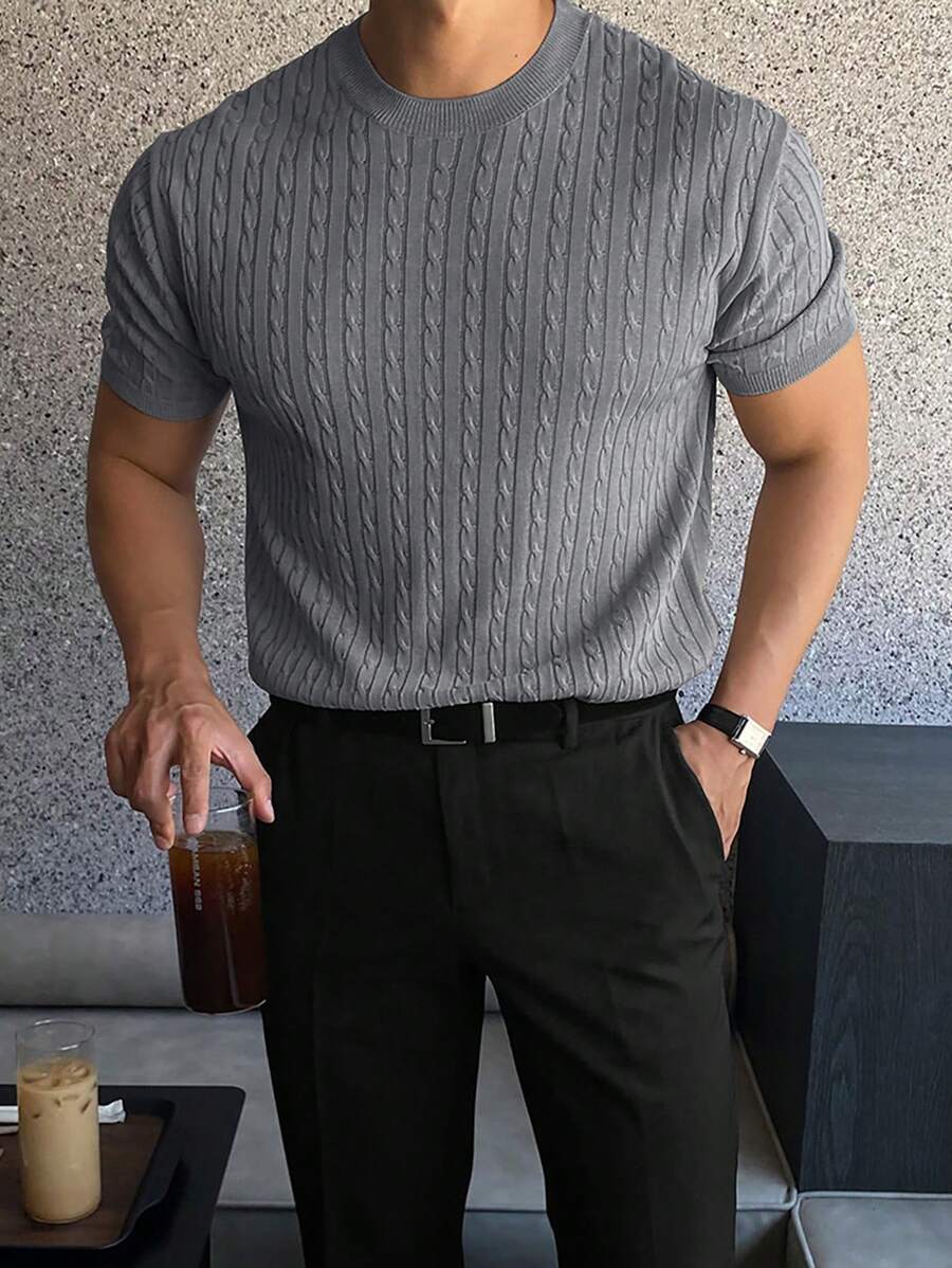 Men's Solid Color Minimalist Everyday Short Sleeve Knit Sweater