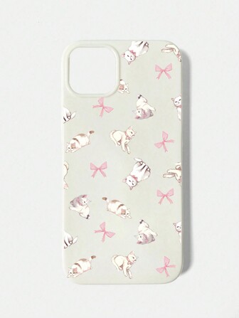 Kawaii 1 Pieza Funda Para Teléfono Con Diseño De Gato Lindo De Gelatina Rosa