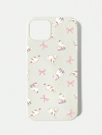 Kawaii 1pc Cute Cat Design Pink Jelly Phone Case