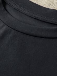 INAWLY 女士樱桃和字母印花短款 T 恤图案 T 恤女士上衣 - 黑色 - 查看 4