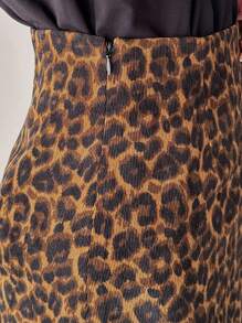 FRIFUL Women's Leopard Print Mini A-Line Skirt,Pencil Skirt - Brown - View 7