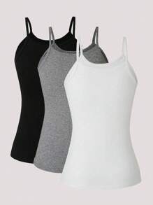 SHEIN LUNE Plus Size Women's Solid Color All-Match Comfortable Camisole Top - Multicolor - View 2