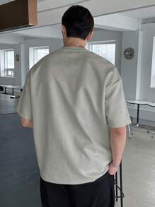 DAZY Men's Letter Print Drop Shoulder Summer T-Shirt - Green - View 2