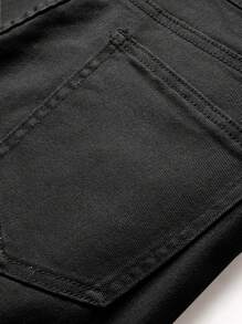 Men's Simple Solid Color Skinny Stretch Jeans - Black - View 4