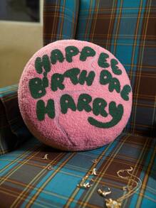HARRY POTTER X SHEIN Birthday Cake Pink Plush Alphabet Pattern Pillow,Gifts