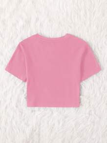 SHEIN Unity Của phụ nữ Đúng mốt Retro In Ngắn tay Áo thun Cho mùa hè - Hồng - Xem 2