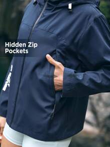 In My Nature Women's Versatile Simple Outdoor Raincoat Suitable For Spring And Summer - Navy Blue - View 6