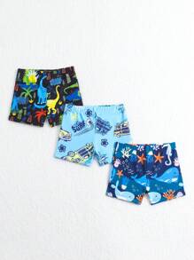Pantalones Cortos De Natación Cuadrados Para Pierna De Baby Boy Con Estampado De Dibujos Animados Lindo - Azul - Ver 6