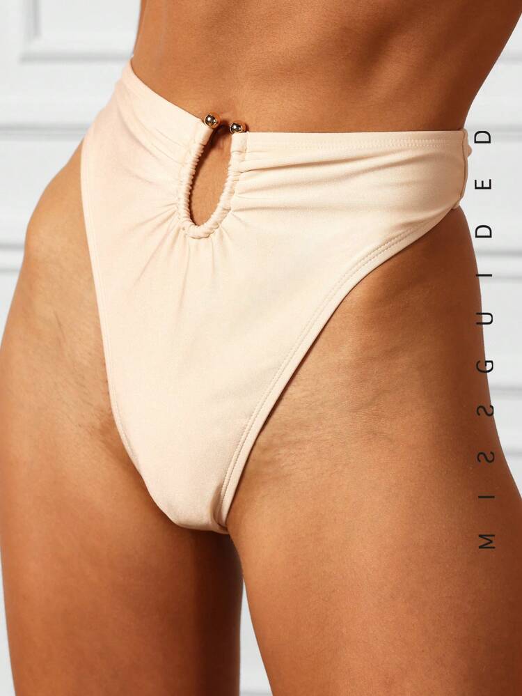 MISSGUIDED ビーチ メタル ディテール ハイウエスト チーキー ビキニ ボトム サマー