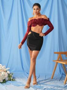 Mauricio Caetano Designer Women's Hollow Out Asymmetrical Mini Elegant Skirt, For Holiday, Party, Festival - Black - View 7