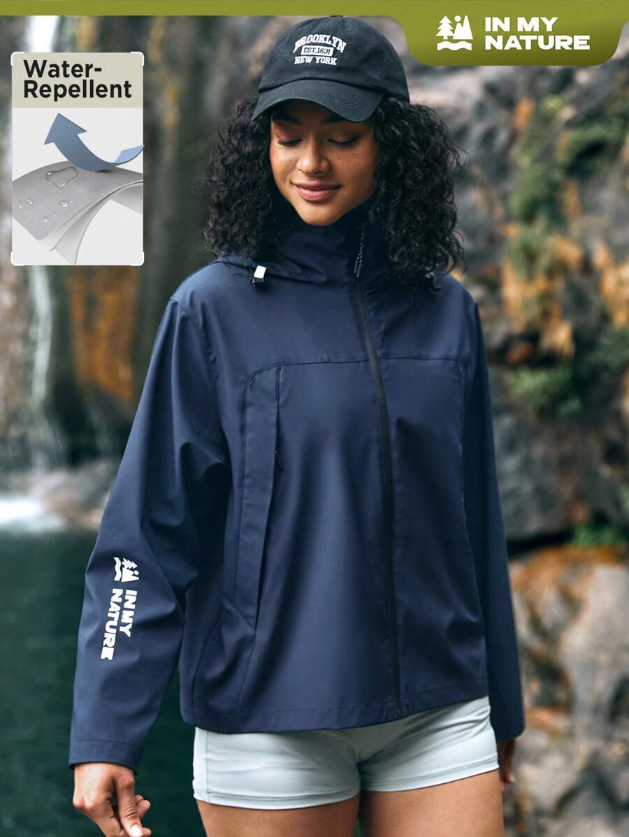 In My Nature Women's Versatile Simple Outdoor Raincoat Suitable For Spring And Summer - Navy Blue - View 1