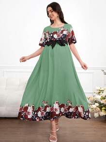 SHEIN 孕妇时尚短袖印花连衣裙