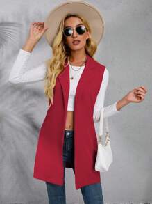 SHEIN Unity Women's Solid Color Simple Style Blazer - Red - View 1