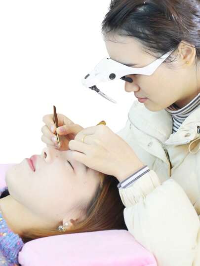 HMQ beauty Led Magnifying Eyelash Extension Glasses With 5 Interchangeable Lenses, Anti-Slip Adjustable Head Strap & Fake Eyelash Accessories Tool