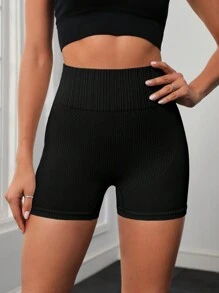 Easithlete Solid Wideband Waist Sports ShortsWomen Sweat Short, Gym Short, Biker Short - Black - View 2