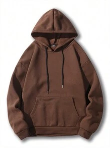 Manfinity Homme Men's Solid Color Hooded Sweatshirt With Drawstring