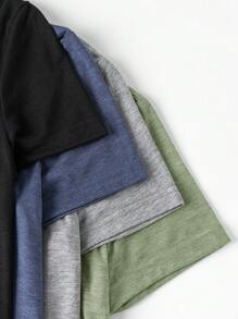 Omancia Camiseta Casual De Cuello En V De Color Sólido - Multicolor - Ver 3