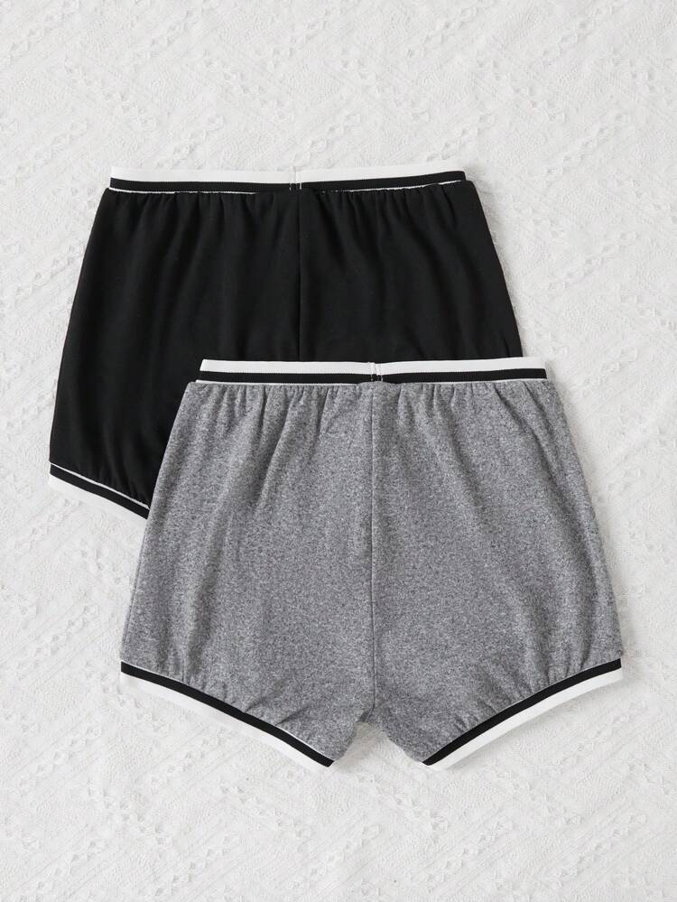 Tween Girl Simple Color Block Short Leggings, Suitable For Summer, Sports, Running