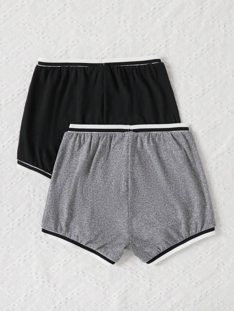 Tween Girl Simple Color Block Short Leggings, Suitable For Summer, Sports, Running
