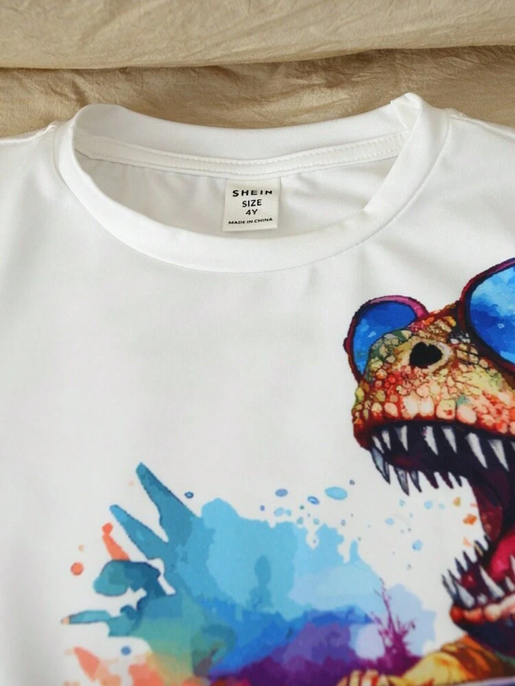 Toddler Boys' Casual Dinosaur Printed T-Shirt And Pants Set