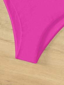 SHEIN Swim 女士夏季沙灘簡約純色比基尼下身 - 粉色 - 查看 3