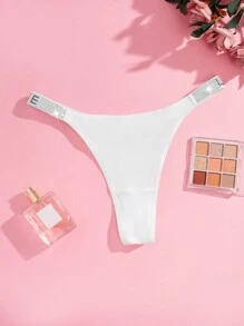 SHEIN Rhinestone Detail Sexy G-String Bridallingerie - White - View 5