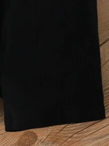 SHEIN Baby Boy Little Brother Letter Print Short Sleeve Simple Style Outfit Set For Spring And Summer - Black - View 3