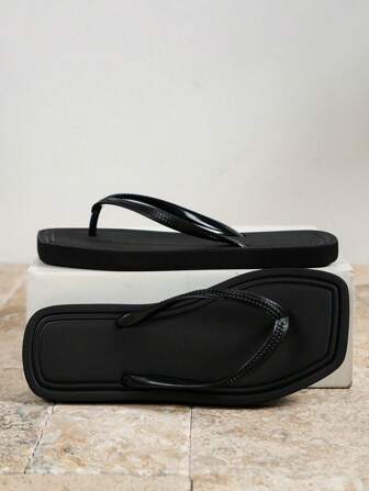 女性厚底人字拖帶腳趾丁字褲適用於戶外運動,游泳&水閒暇,防水乙烯-乙酸乙烯共聚物材料