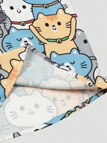 Men's Cartoon Cat Print Short Sleeve Shirt For Summer