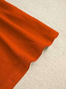 Maweii Áo phông mùa hè cỡ lớn dành cho nữ có in khẩu hiệu và vai thường xuyên TỪ ĐÁY TRÁI TIM CỦA TÔI Áo phông họa tiết dành cho nữ - Màu Cam cháy - Xem 3