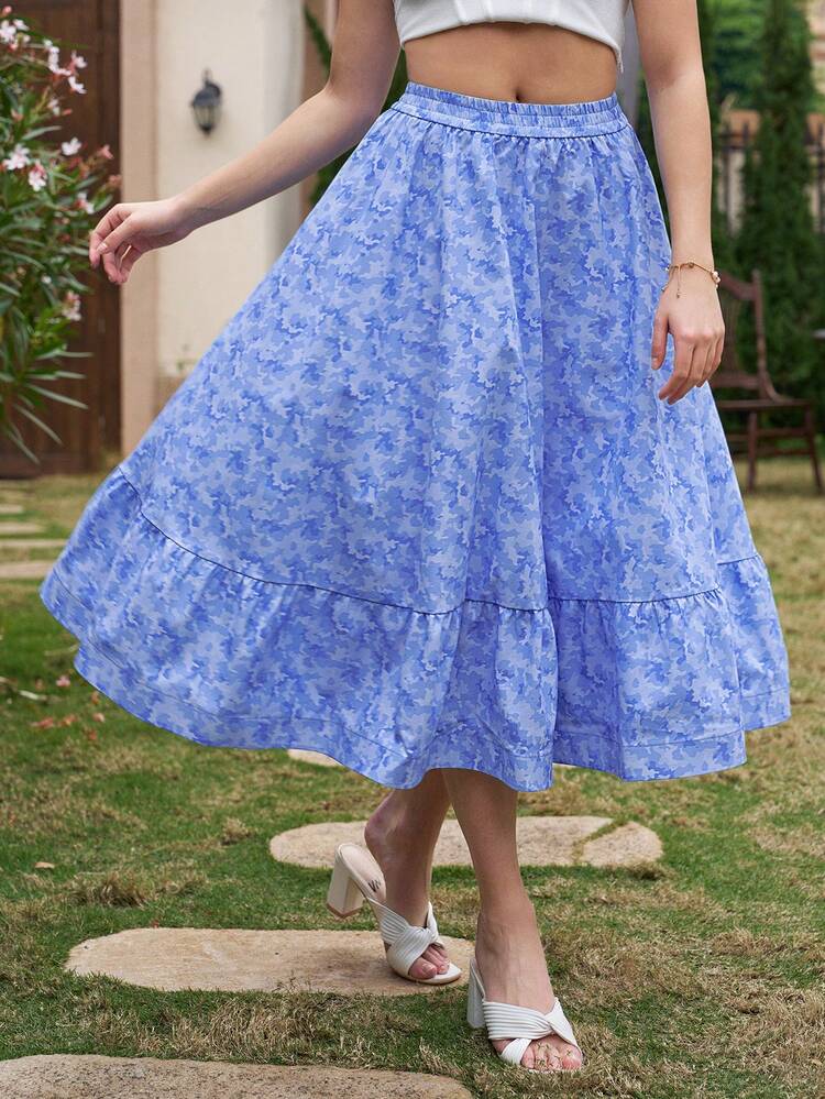 Designer Boho Bohemian Camouflage Print A-Line Elegant Skirt, For Summer, For Holiday, Party, Vacation, Spring, Beach, Festival, Ibiza Fits