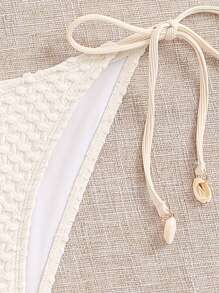 SHEIN Swim 夏季海灘女士純色質感領口比基尼套裝