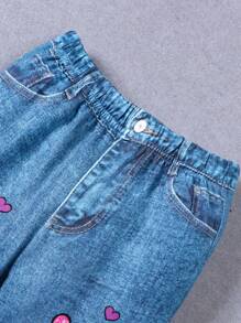 SHEIN Young Girl Music Festival Y2K Cool Street Party Iridescent Tank Top And Heart Flared Pants Set - Multicolor - View 5