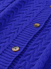 EMERY ROSE 寬鬆落肩大碼純色開衫 - 藍色 - 查看 5