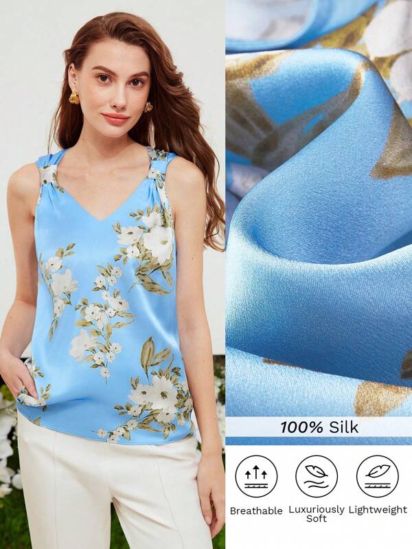 MOTF PREMIUM SILK FLORAL PRINT SWEETHEART NECK BLOUSE