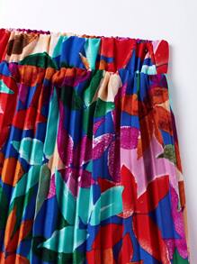 Trelyra Chân váy xếp ly cạp chun in hoa dành cho nữ, thích hợp cho mùa thu. - Nhiều màu - Xem 5